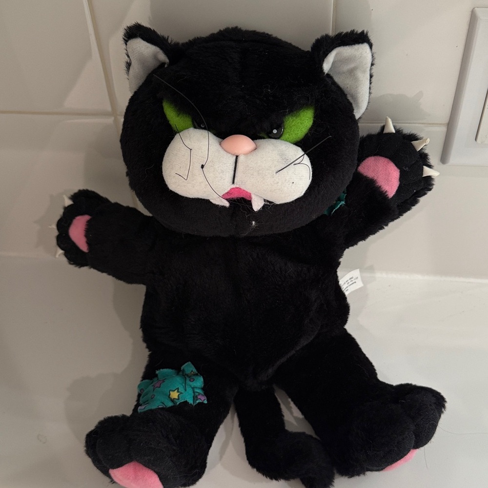 Gibson Black and Pink Stuffed Cat/puppet
